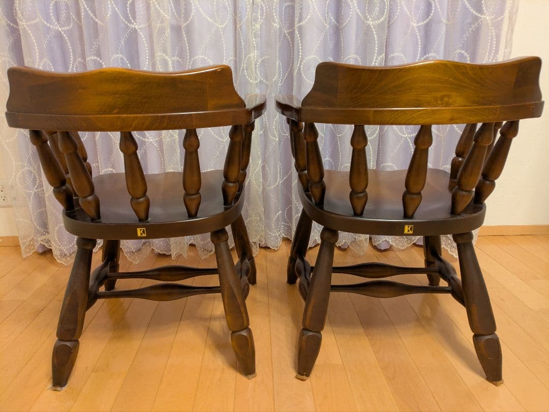 飛騨産業キツツキマーク 木製アームチェア2脚