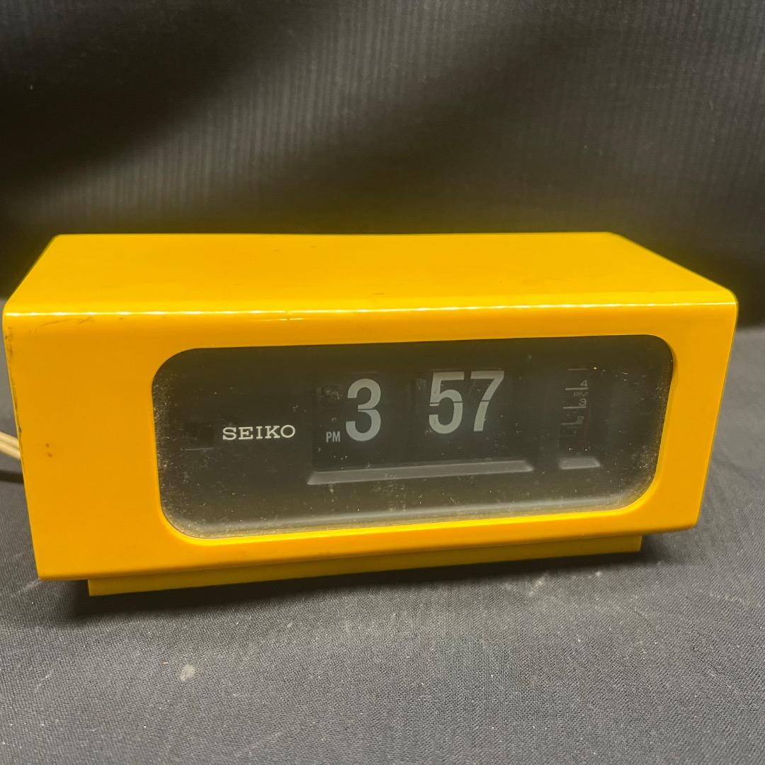 〇Nb左1064 昭和レトロ セイコー パタパタ時計 DP617 イエロー