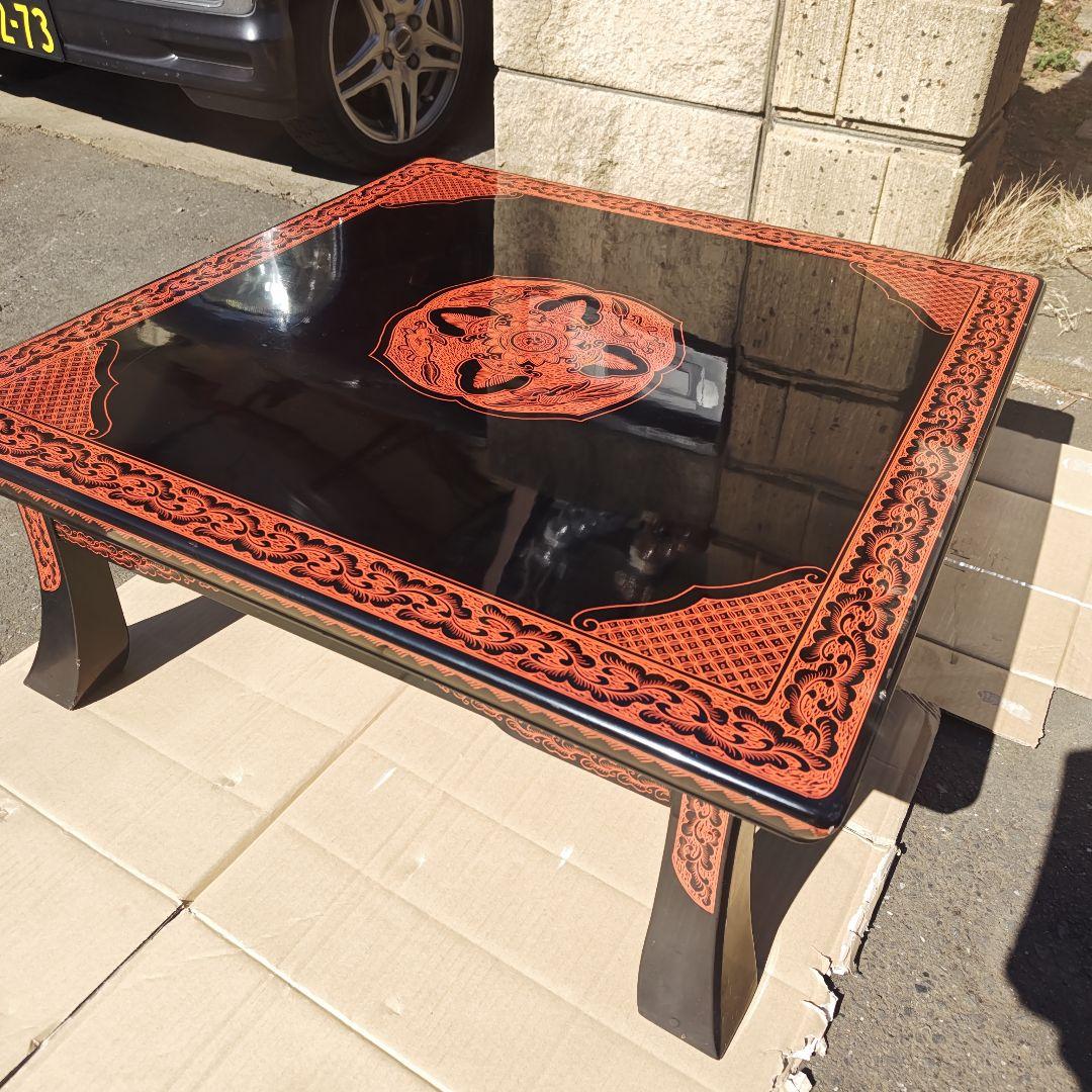 昭和レトロ　大正ロマン　漆塗り　小型高級ちゃぶ台 古家具　当時物　送料込