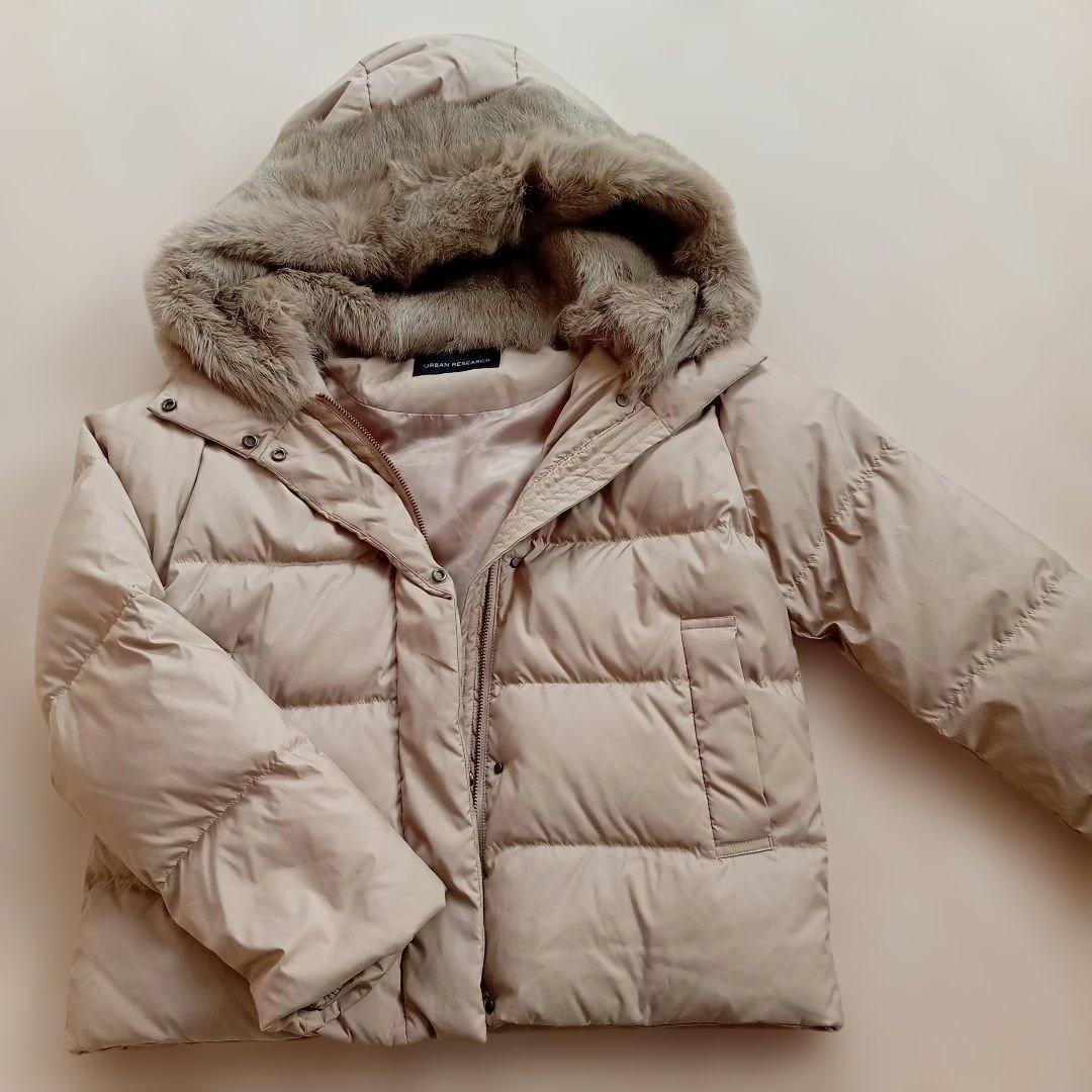 ★アーバンリサーチ★ラビットフードストレッチショートダウン☆グレージュ38