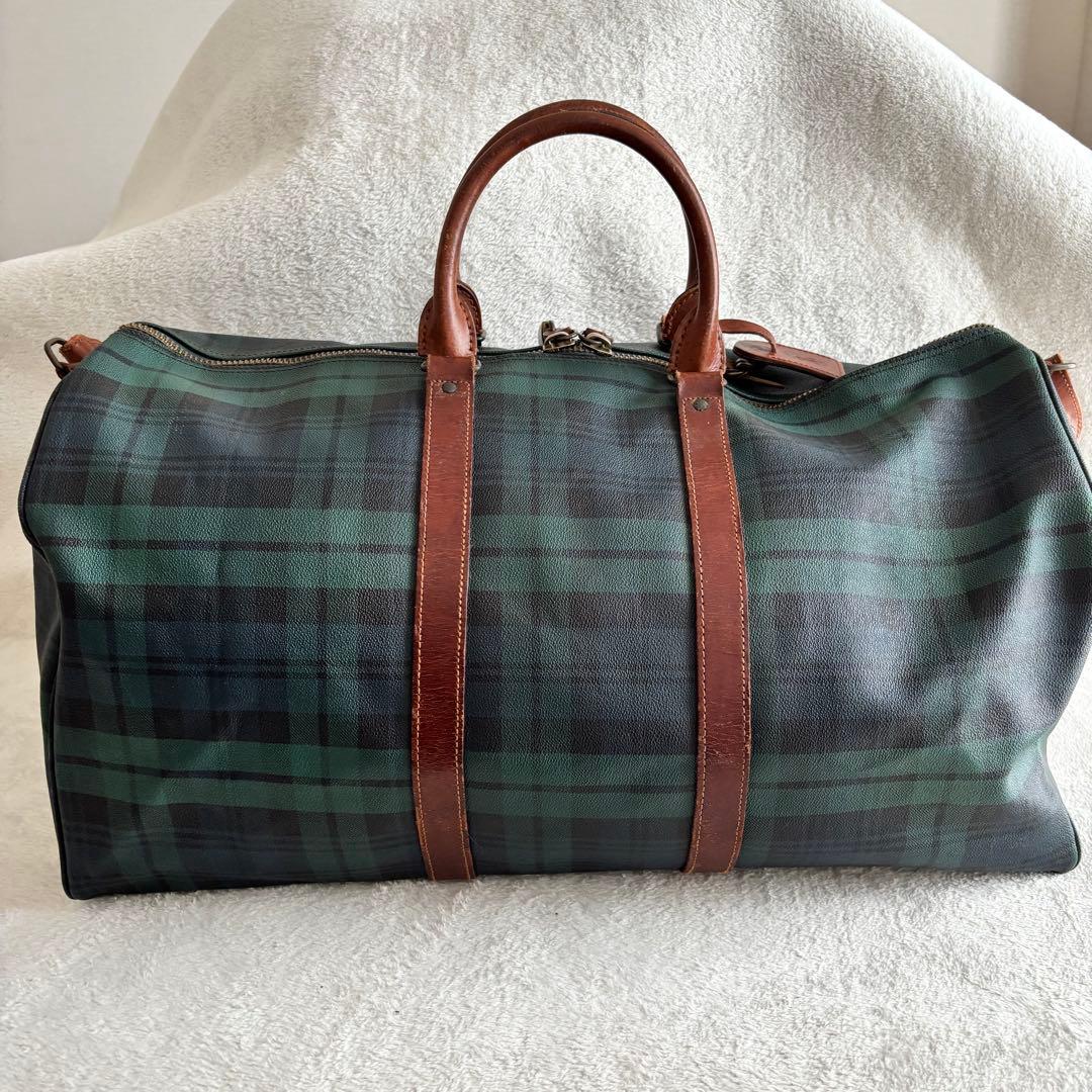 美品 ポロラルフローレン ボストンバッグ グリーン ２WAY PVCレザー 緑
