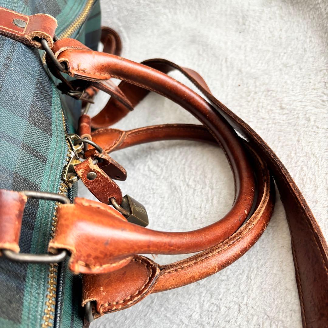 美品 ポロラルフローレン ボストンバッグ グリーン ２WAY PVCレザー 緑