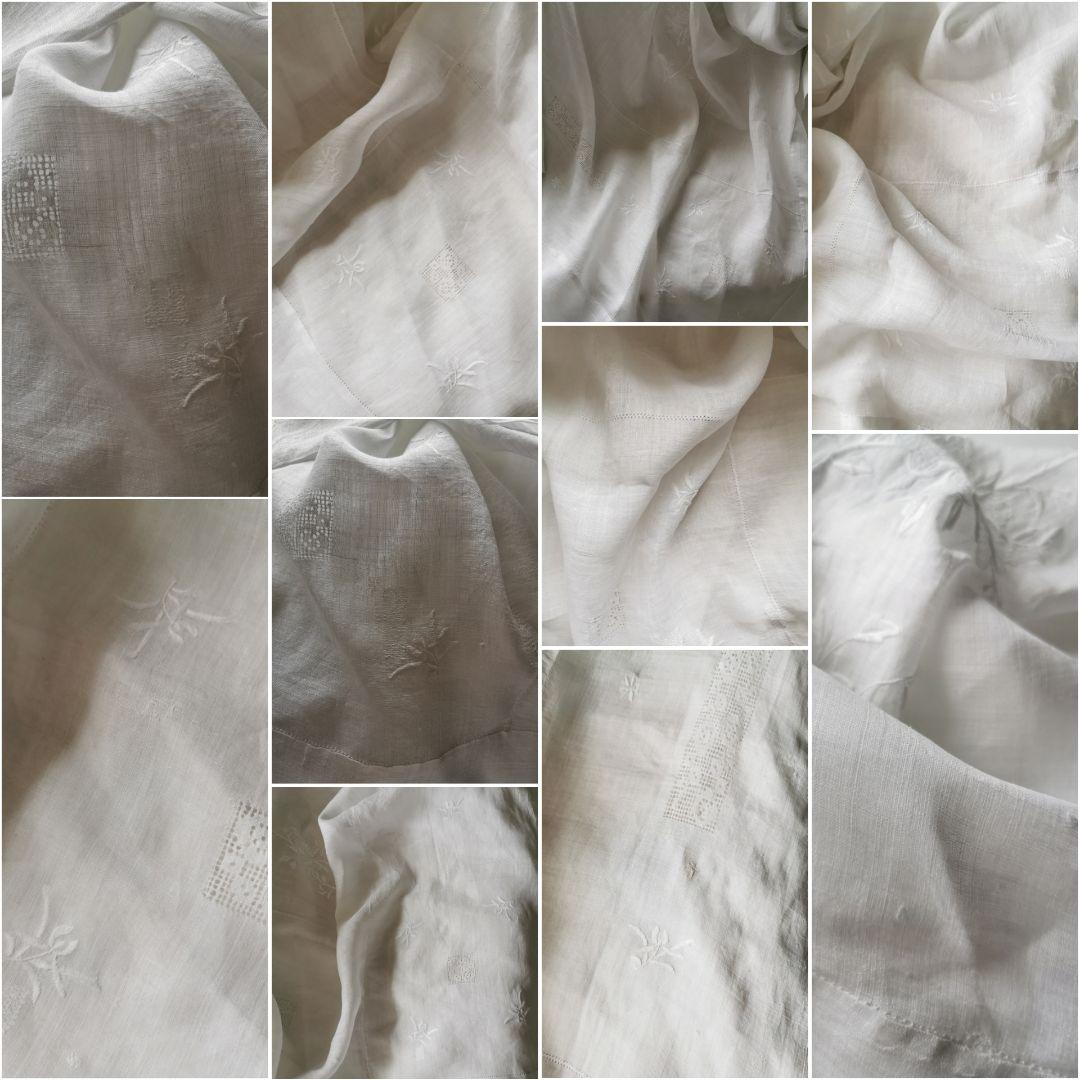 アンティークニードルワーク 昆虫＆薔薇刺繍フィレレース 大判シアークロスカーテン