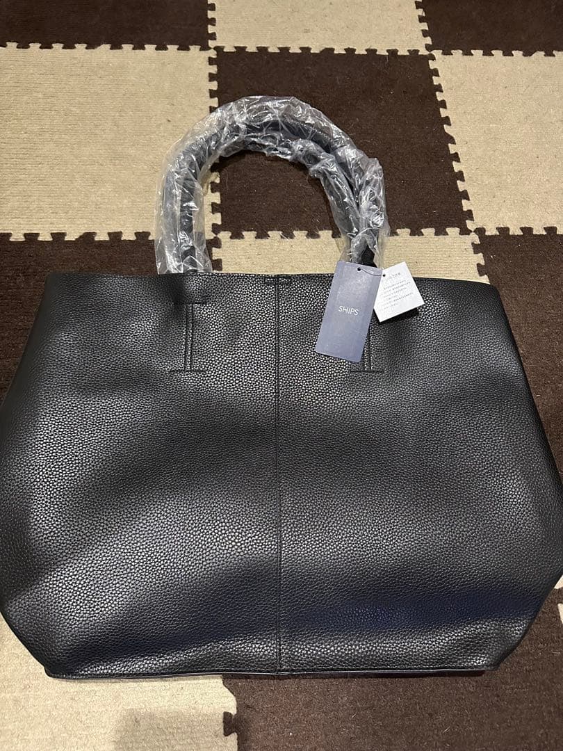 SHIPS トートバッグ 合成皮革 クラッチバッグ付 黒 ブラック 新品未使用