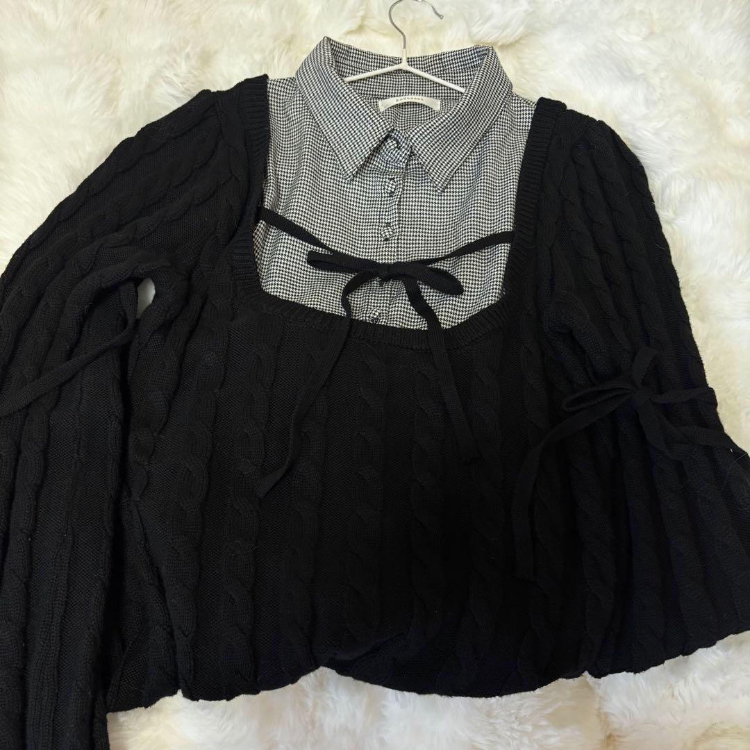 pium レイヤードケーブルニットワンピ