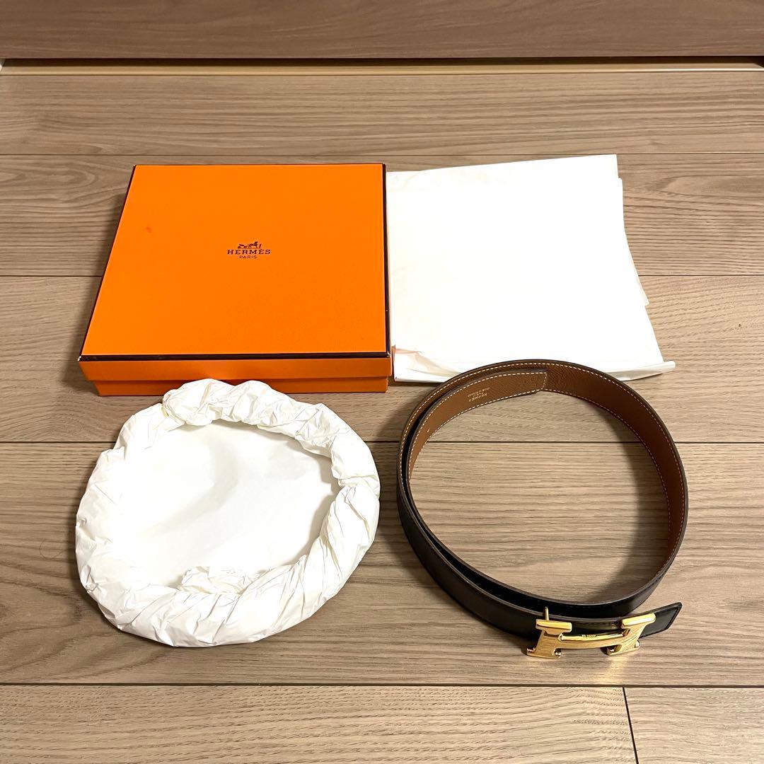 未使用級/エルメス　ベルト　コンスタンス　Hロゴバックル リバーシブル　レザー