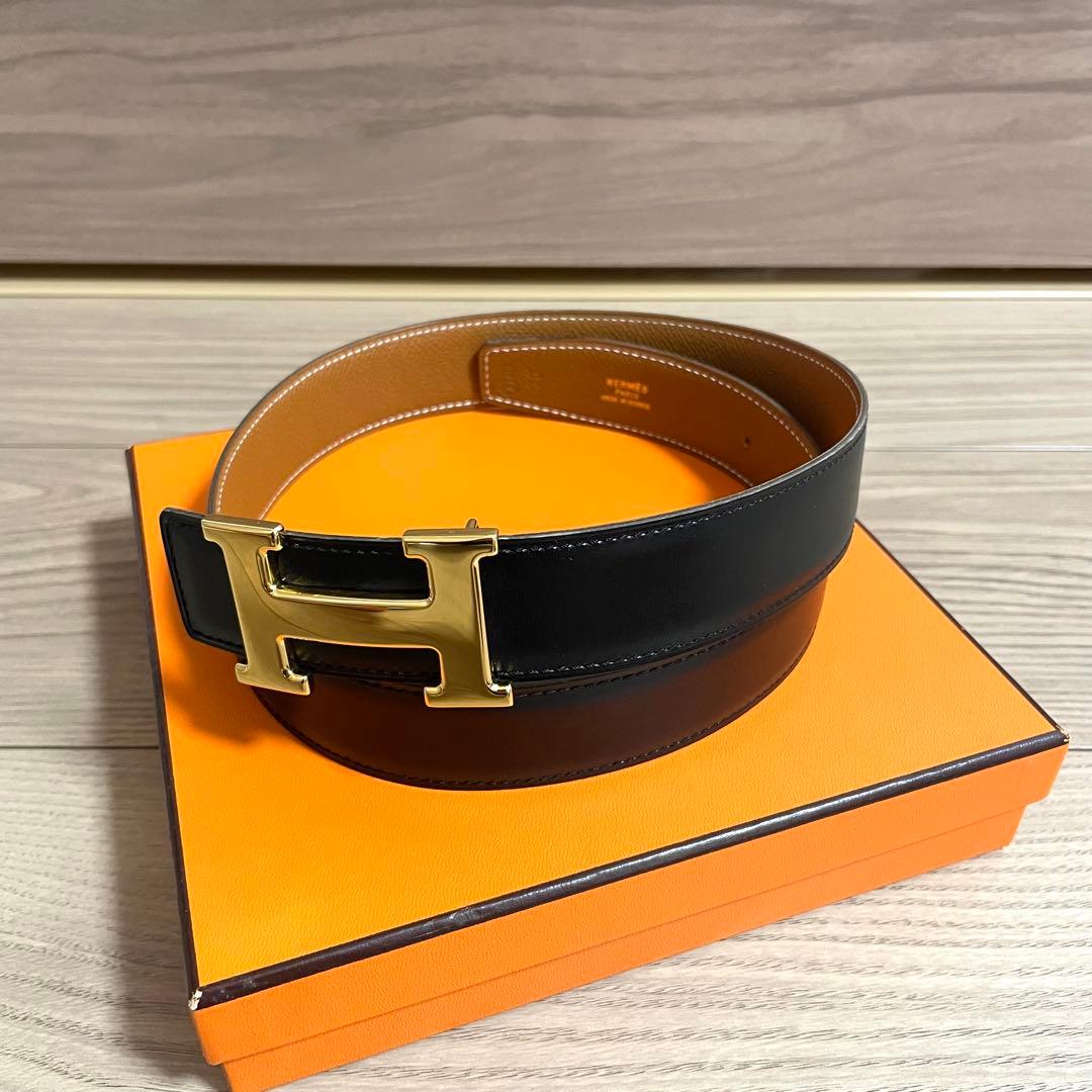 未使用級/エルメス　ベルト　コンスタンス　Hロゴバックル リバーシブル　レザー