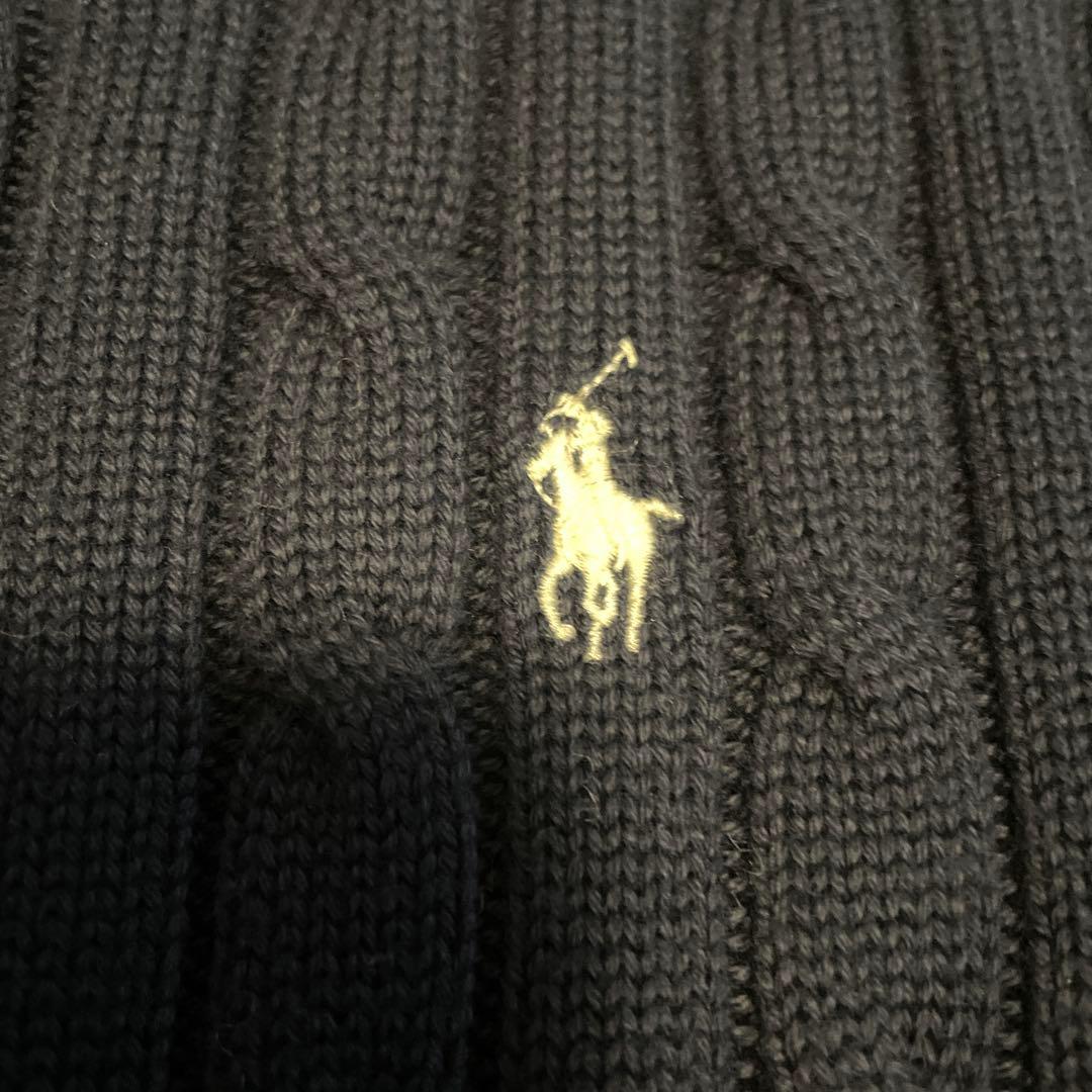 【美品】POLO RALPH LAUREN ネイビーケーブルニットセーター　XL