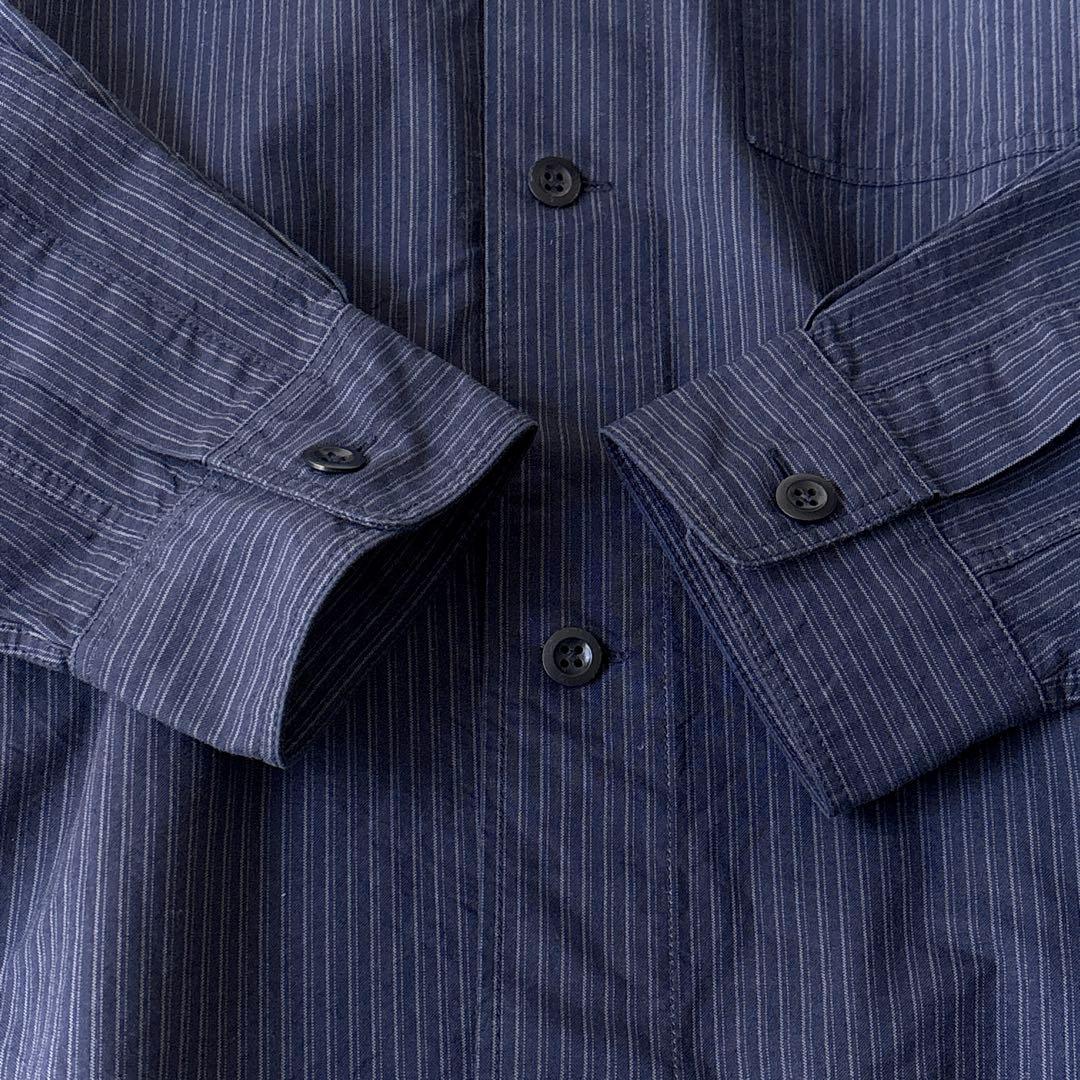 美品 MHL. メンズLサイズ オーバーサイズ コットン ストライプ 長袖シャツ