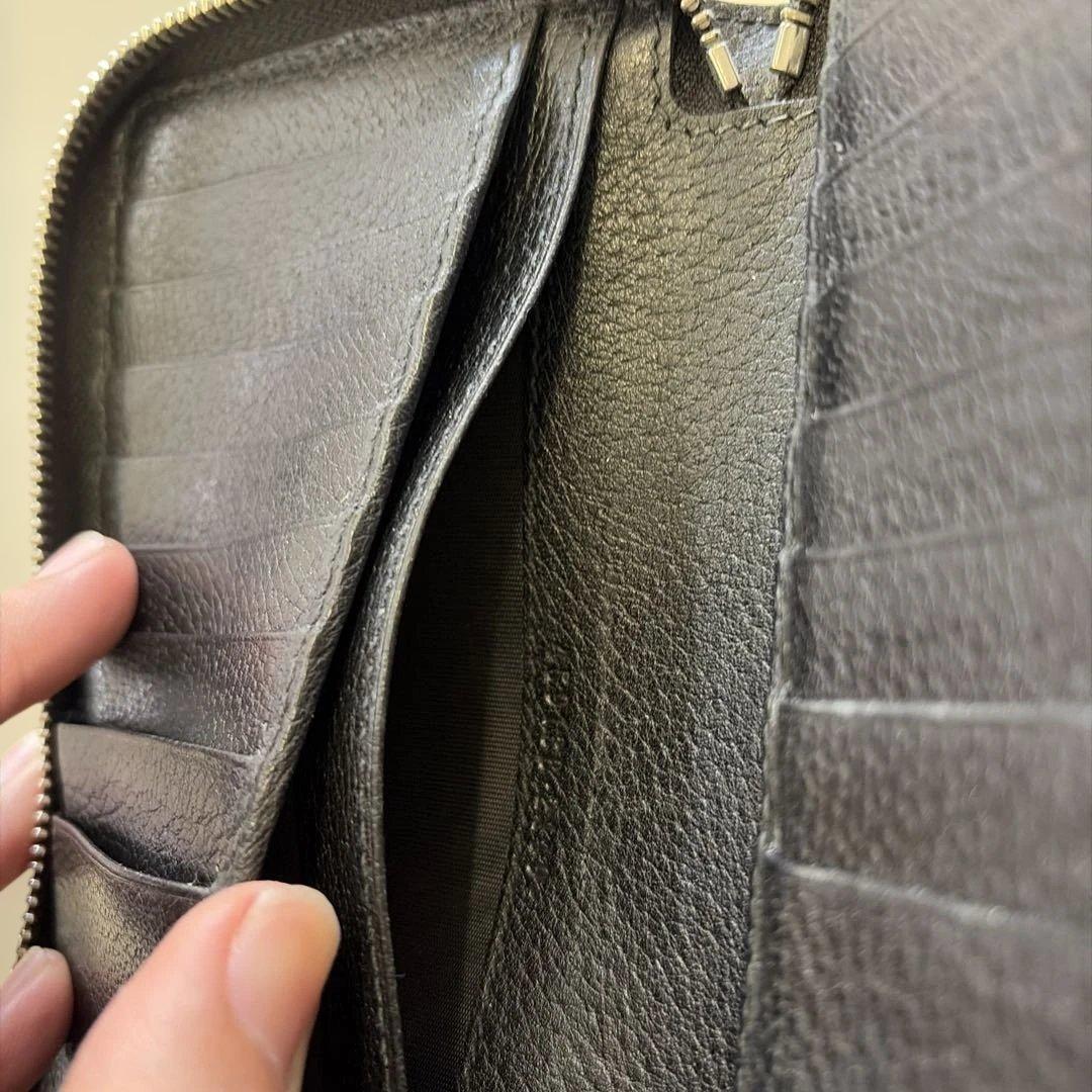 t*n様 グッチ レザー ロゴ ラウンドファスナー 長財布 GUCCI 美品