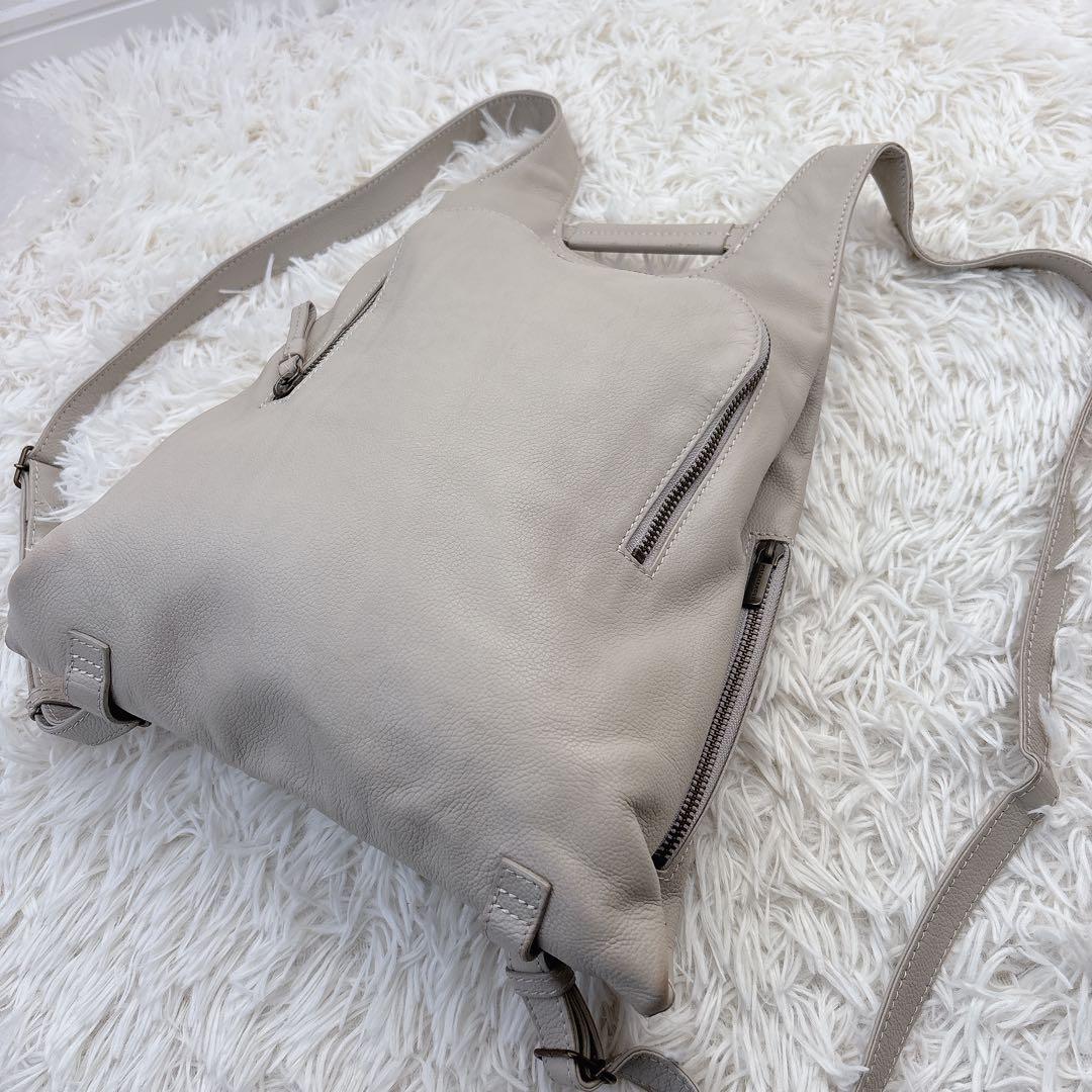 MOTHERHOUSE マザーハウス レザーリュック グレーベージュ ミニマトウ