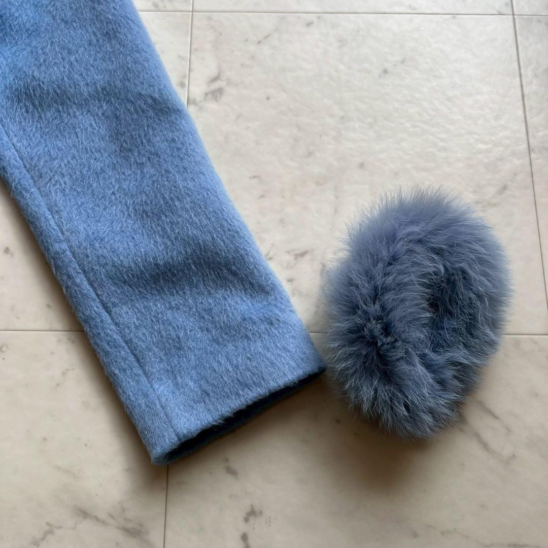 AUSTIN REED フォックスファー モヘヤ混シャギーダッフルコート 40