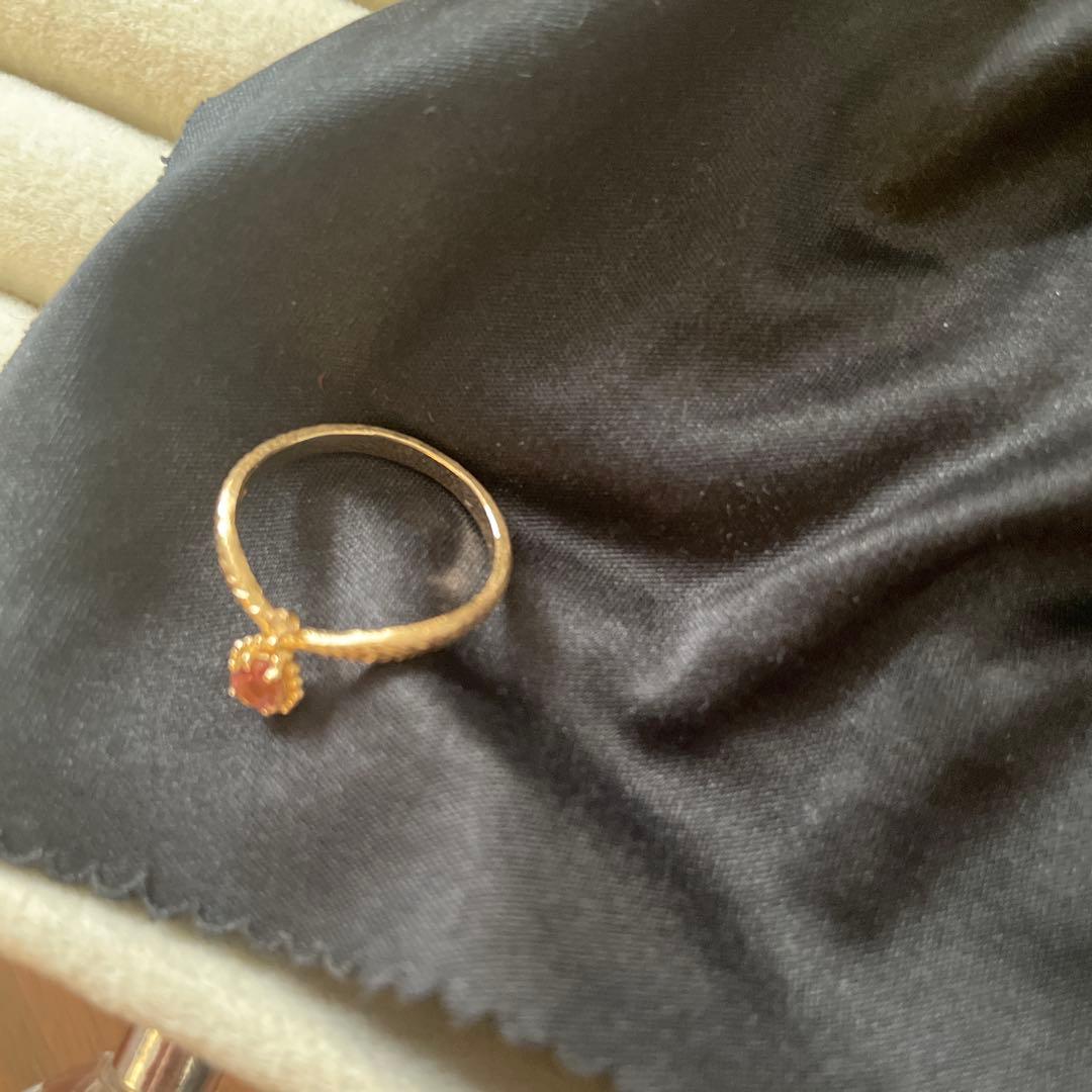 ゴールド ピンクストーン リング10金　11号