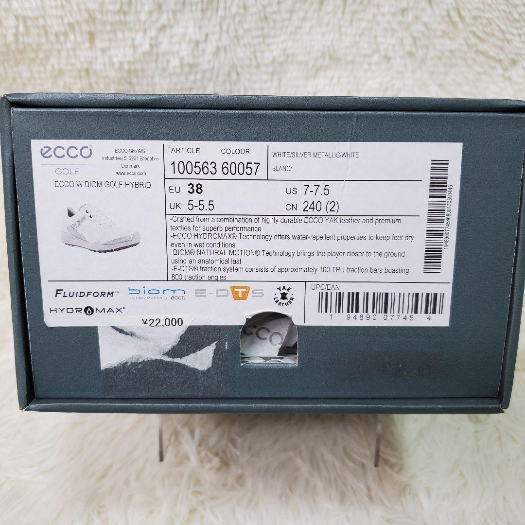 【試着のみ】ecco　ゴルフシューズ　バイオム　スパイクレス　24cm　ホワイト