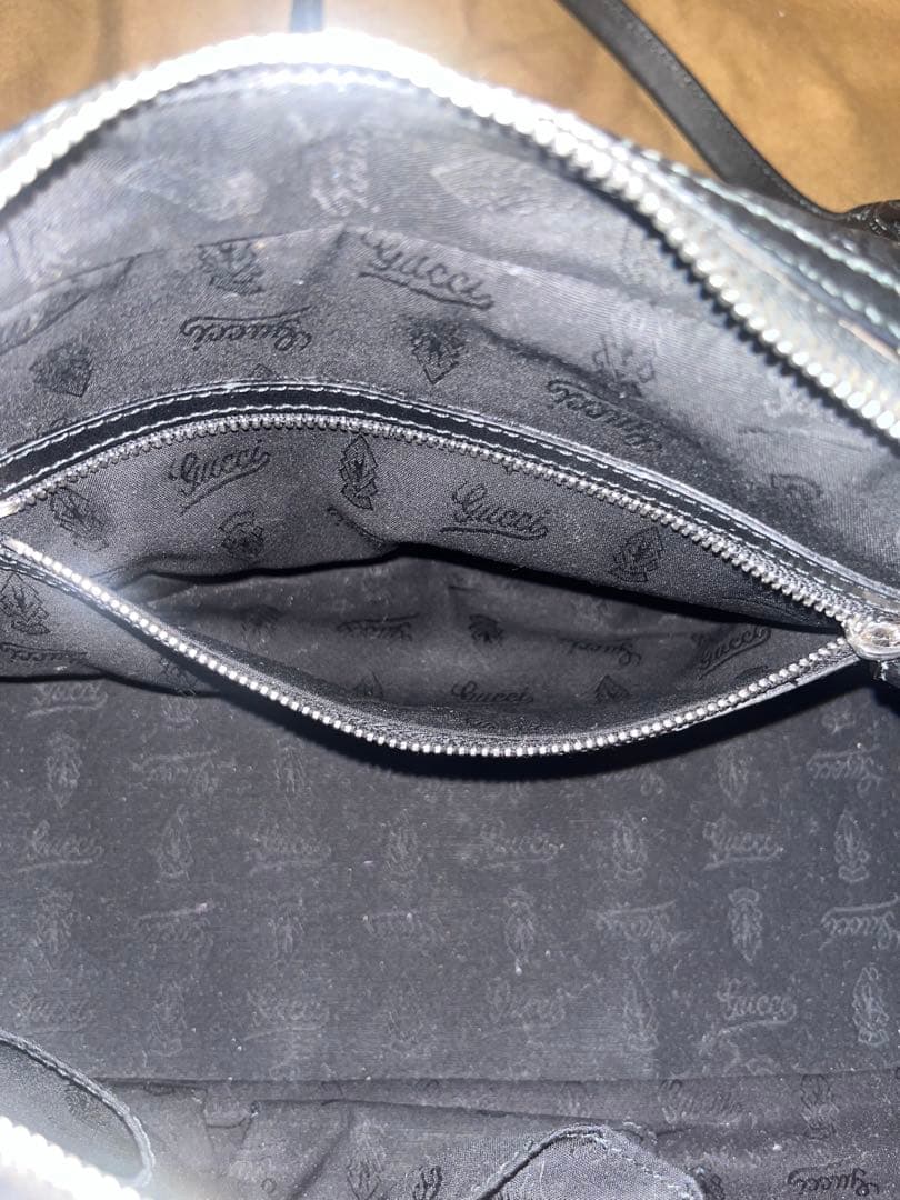 【美品】GUCCI グッチGGツインズ　ミニボストンバッグ　シマレザー ブラック