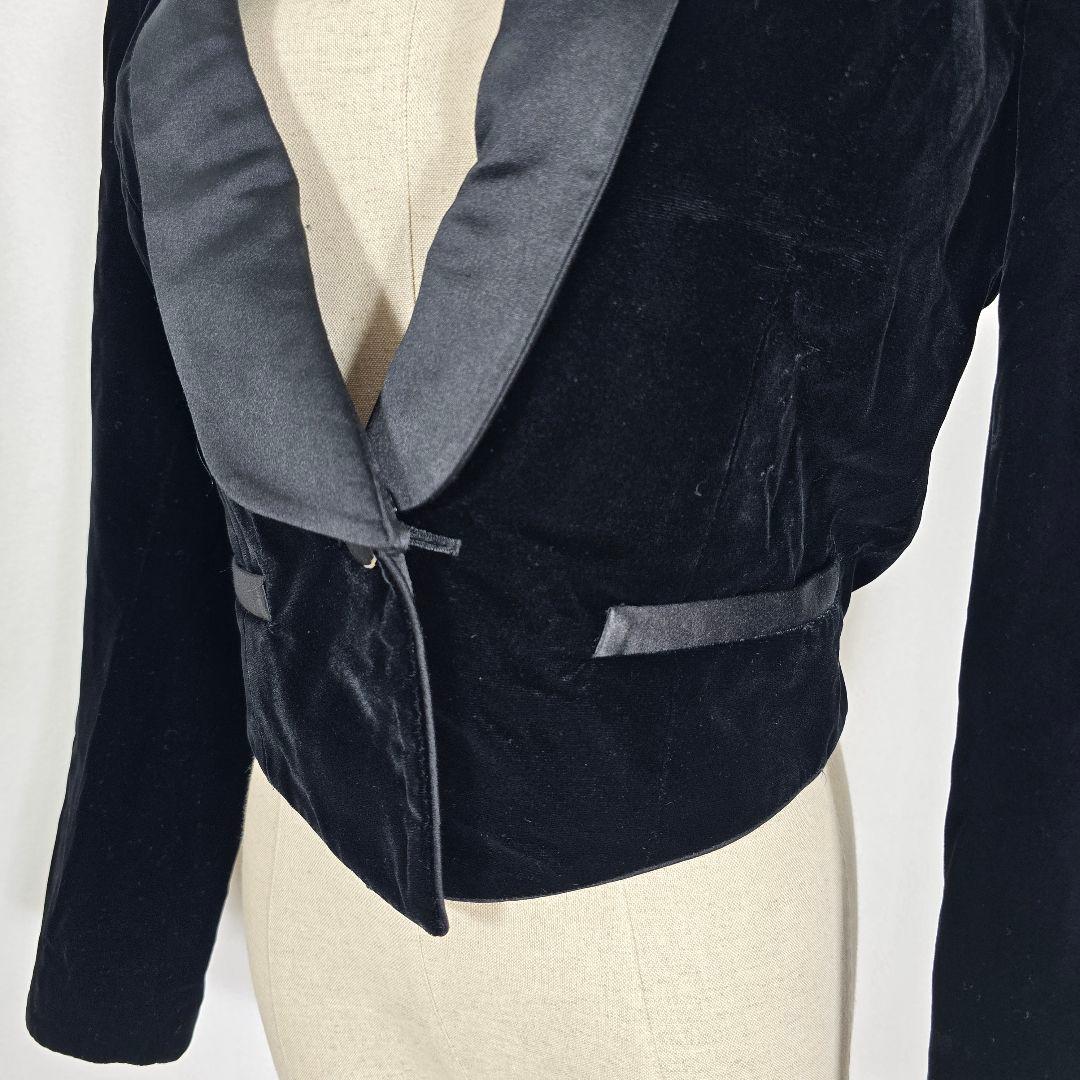 【美品】メルヴェファセット ベルベット ショートジャケット 2way襟脱着 黒