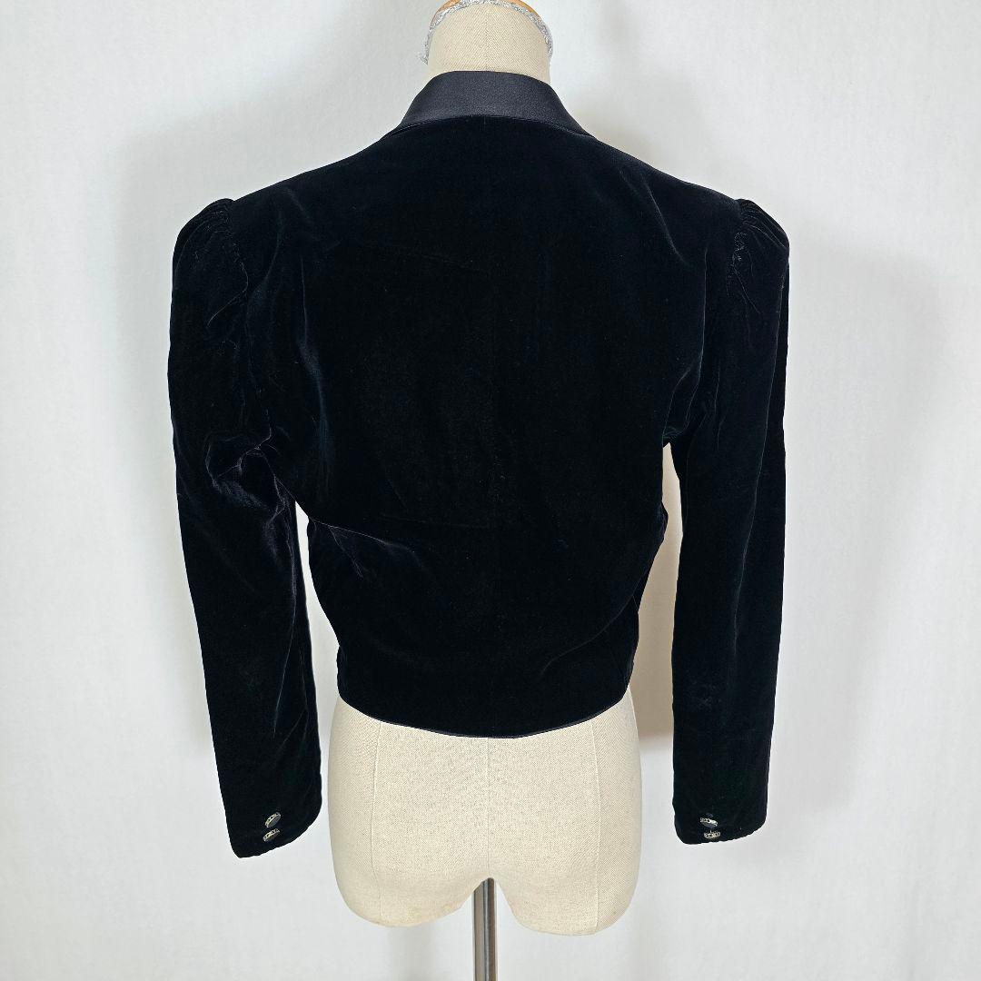 【美品】メルヴェファセット ベルベット ショートジャケット 2way襟脱着 黒