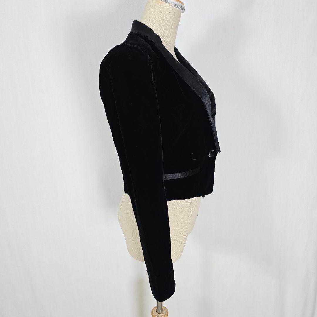 【美品】メルヴェファセット ベルベット ショートジャケット 2way襟脱着 黒