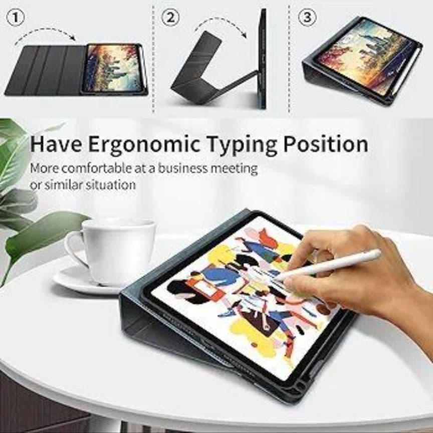 iPad Mini 第6世代2021ケース ブルー ペンシルホルダー付き