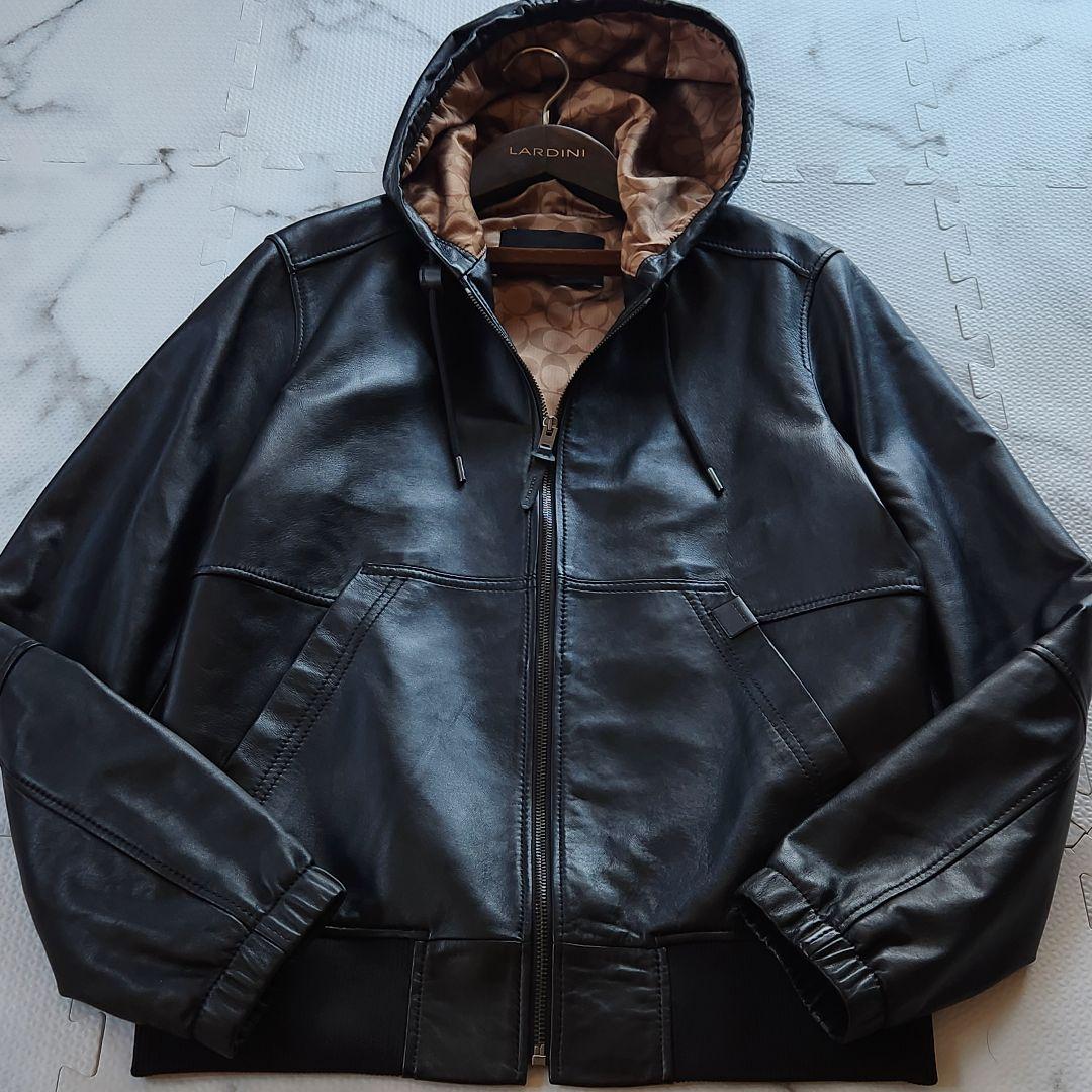 極美品✨COACH レザージャケット シグネチャー 総柄 ラムレザー ブラック