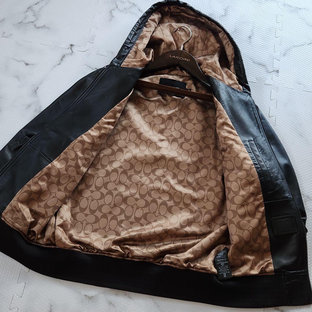 極美品✨COACH レザージャケット シグネチャー 総柄 ラムレザー ブラック
