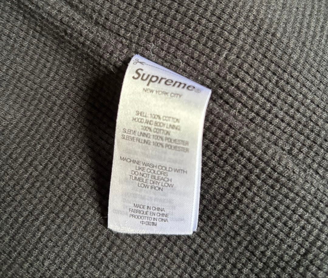 SUPREME Waffle Plaid Hooded Shirt M 黒