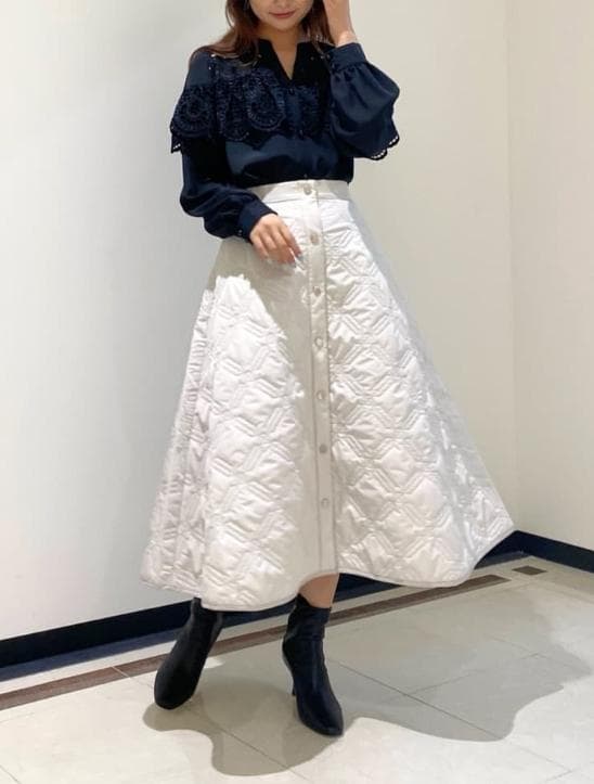 グレースクラス グレースコンチネンタル　キルティング　ロングスカート 38 白