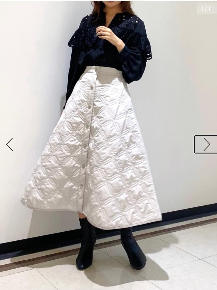 グレースクラス グレースコンチネンタル　キルティング　ロングスカート 38 白
