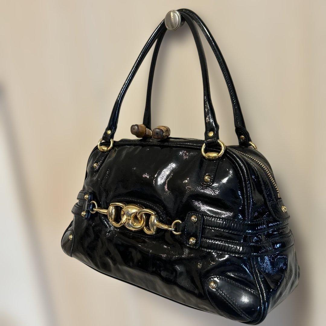 めりーグッチ ホースビット バンブー レザー ハンドバッグ ショルダー