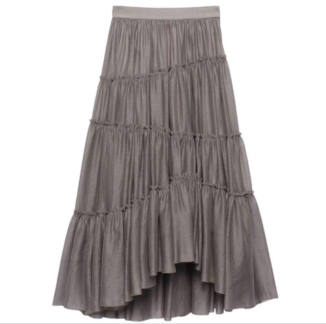 ⭕️最安値⭕️ anuans ボリュームティアードオーガンジースカート　アニュアンス