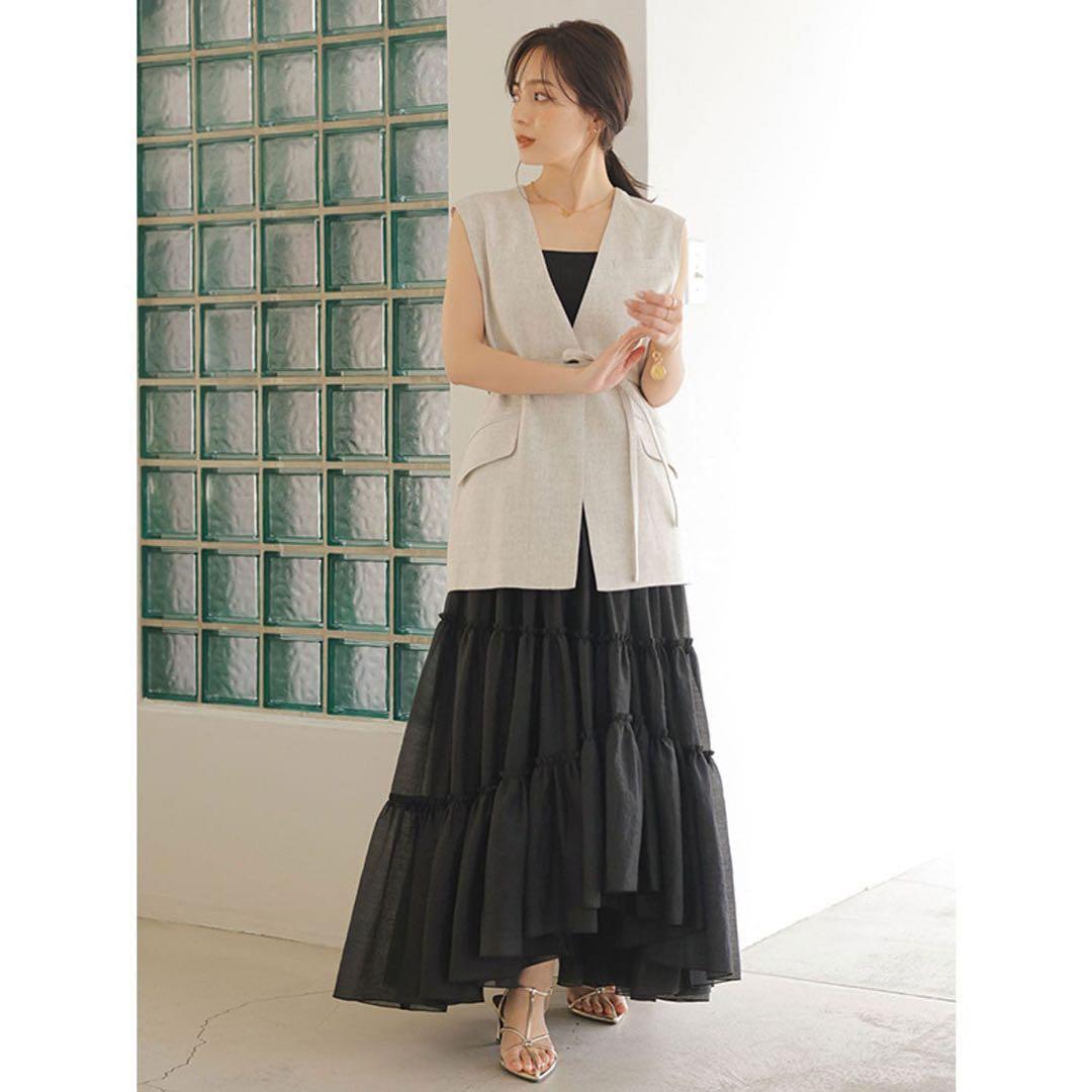 ⭕️最安値⭕️ anuans ボリュームティアードオーガンジースカート　アニュアンス