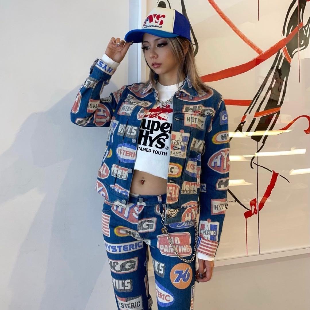 【美品】ヒステリックグラマー HYSTERIC MOTOR柄 フレアデニムパンツ