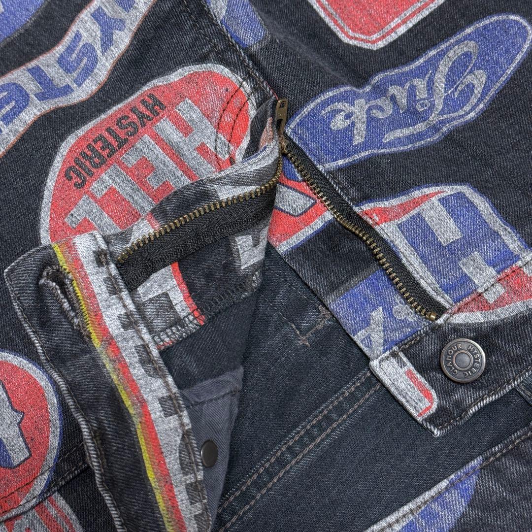 【美品】ヒステリックグラマー HYSTERIC MOTOR柄 フレアデニムパンツ