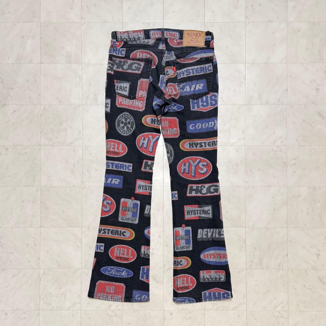 【美品】ヒステリックグラマー HYSTERIC MOTOR柄 フレアデニムパンツ