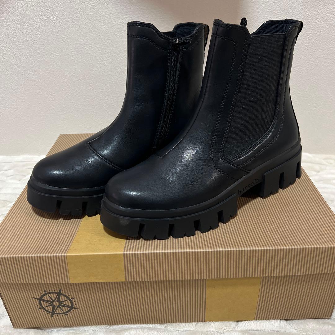 ☆新品未使用☆bussola 【ブソラ】ブラック サイドゴアブーツ size37
