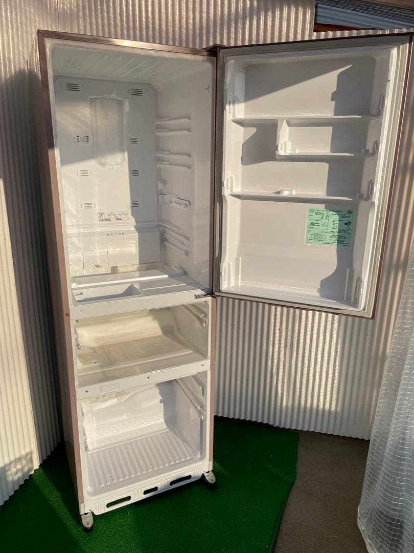 918三菱 おしゃれピンク 3ドア冷蔵庫 370L 自動製氷機能付き 静音 国産