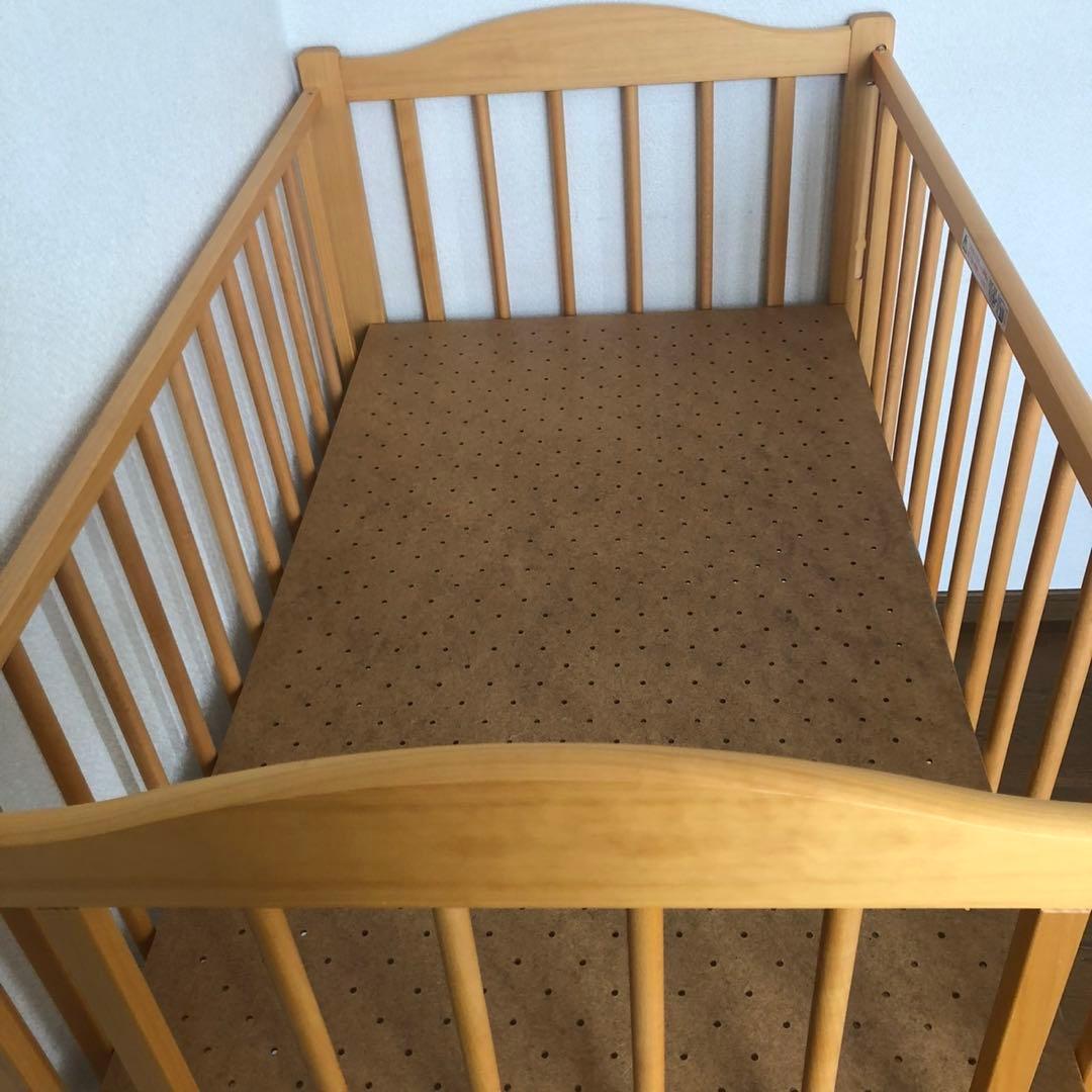 【美品】　石崎家具　ベビーベッド　ナチュラル　木製　ハイタイプ