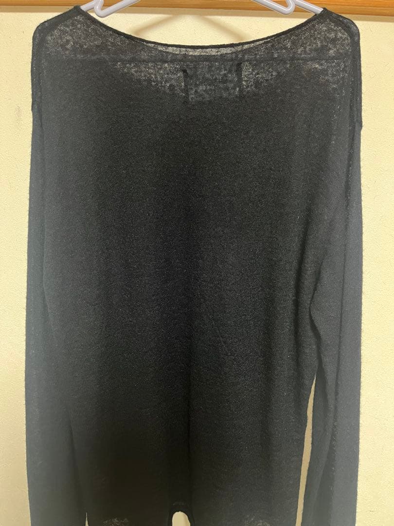 【GRANCY】プリントデザインシアーニット ブラックLサイズ