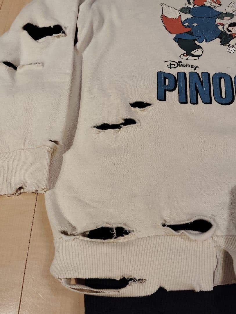 【セット】Disneyピノキオ ダメージスウェット L ライトベージュ