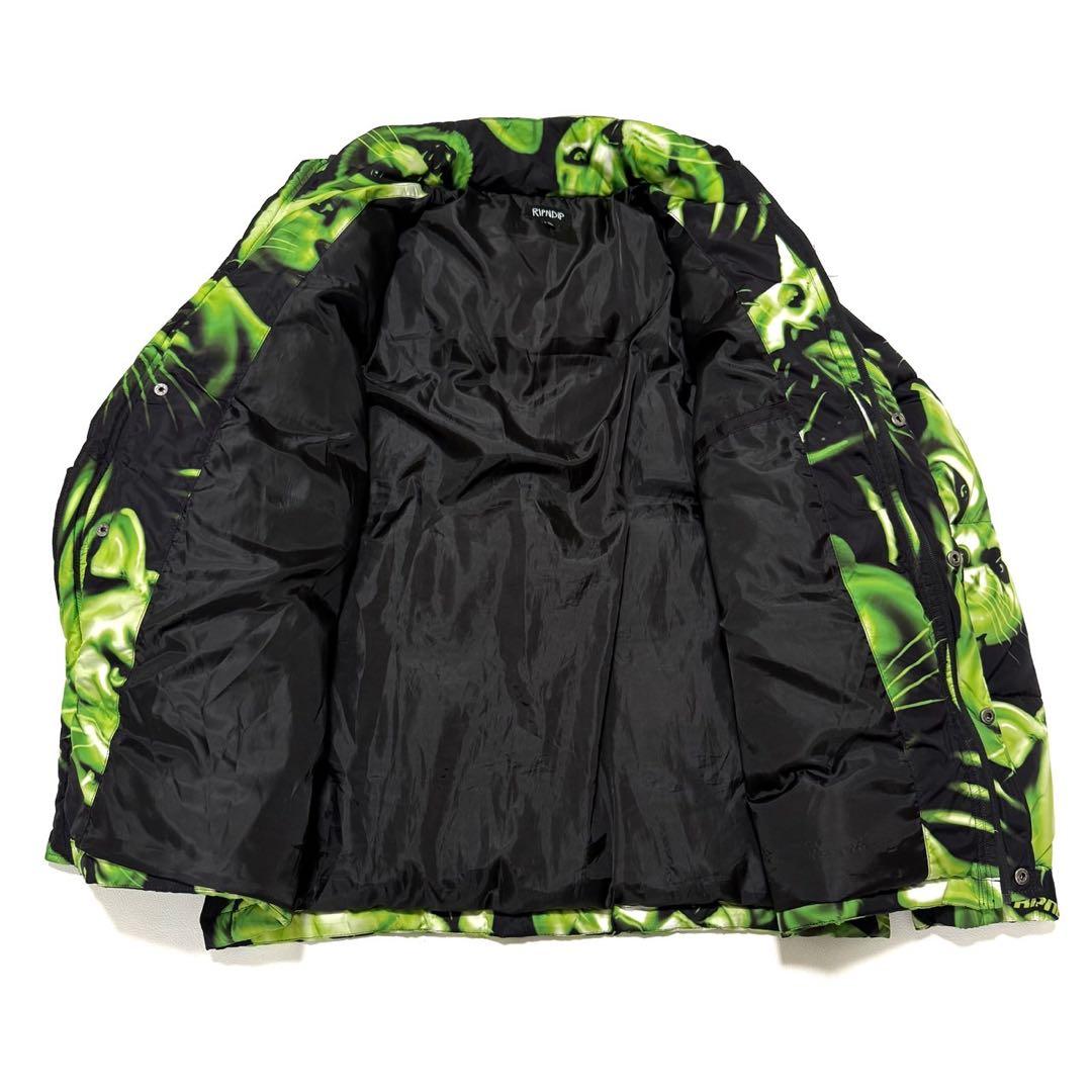 【美品】 RIPNDIP リップンディップ 総柄 フーデッド 中綿ジャケット