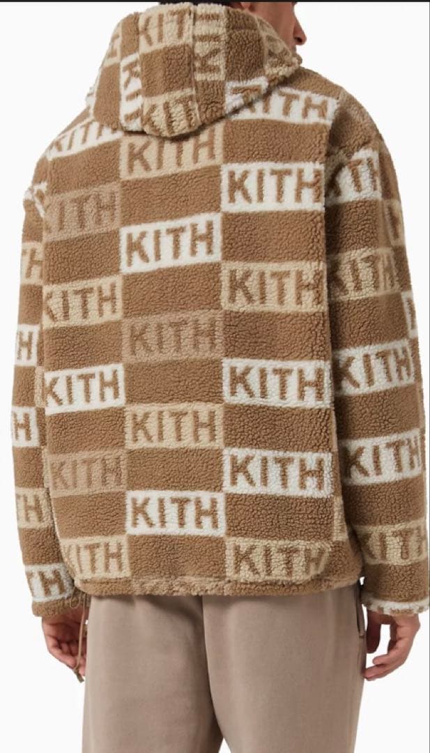 くろべーKITHフーディーボアプルオーバーXLフリースロゴ総柄