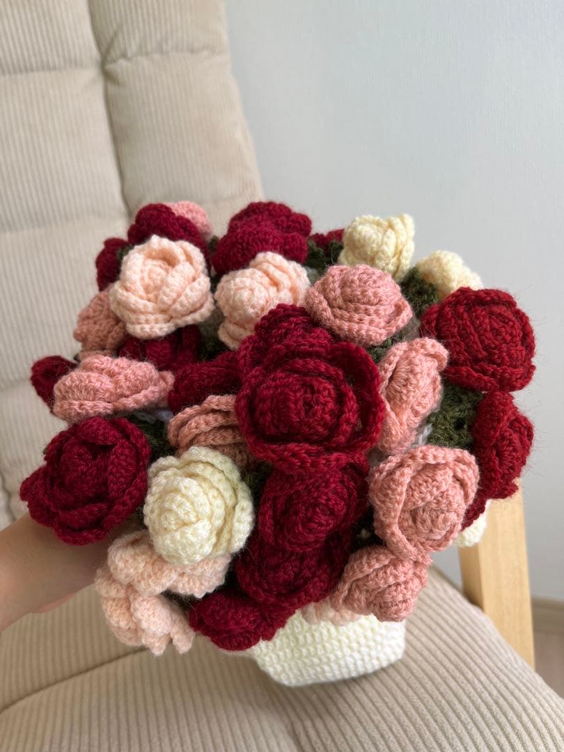 バラの花束ブランケット　ハンドメイド