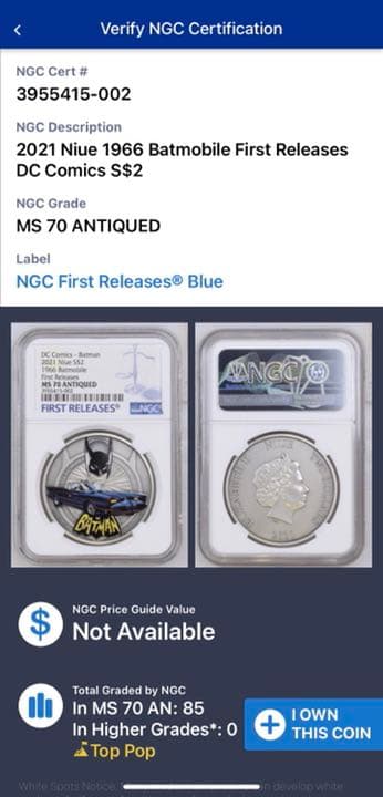 toru　2021　ニウエ　バットマン　1966　　銀貨