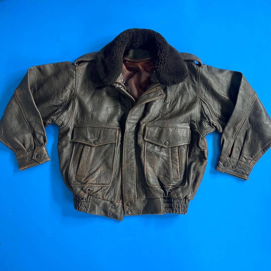 G1 A2 フライトジャケット M ダークブラウン 羊革 ボア取外可 短丈