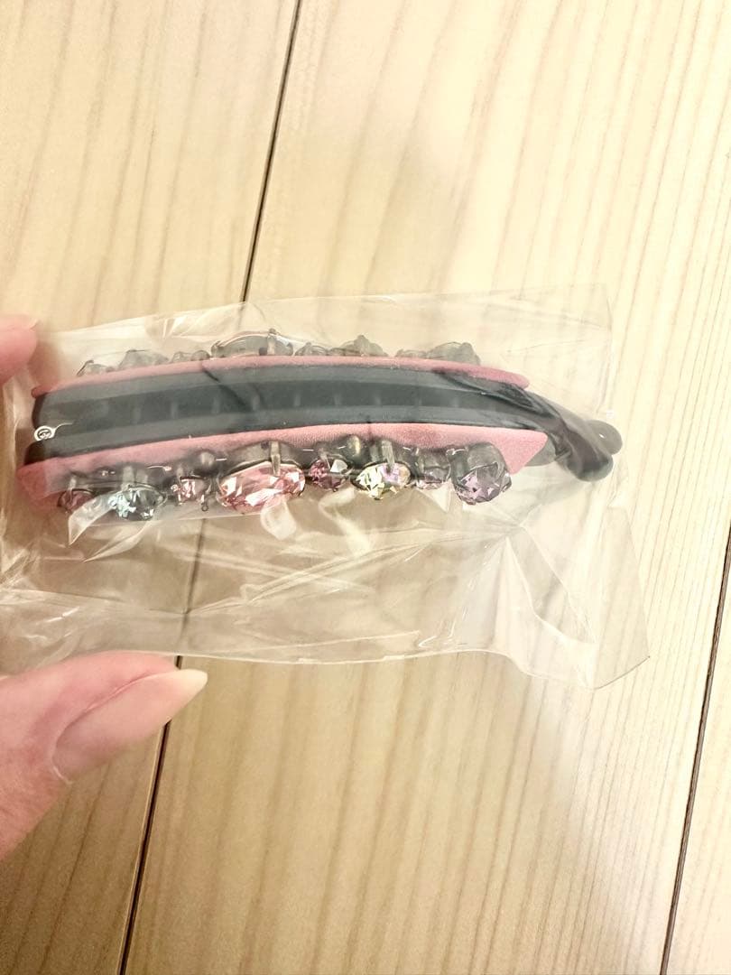 complex biz Swarovski ビジュー バナナクリップ ピンク