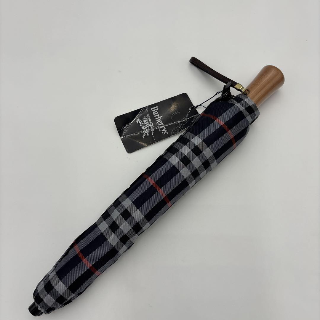 ✨未使用品✨Burberry 折りたたみ傘 ネイビー チェック柄　58cm