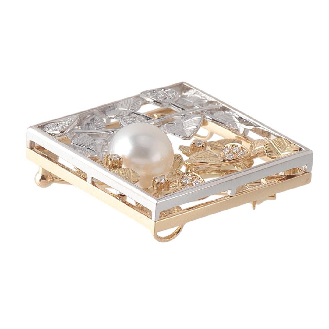 ミキモト パール ダイヤ ブローチ パール9.9mm【21687】