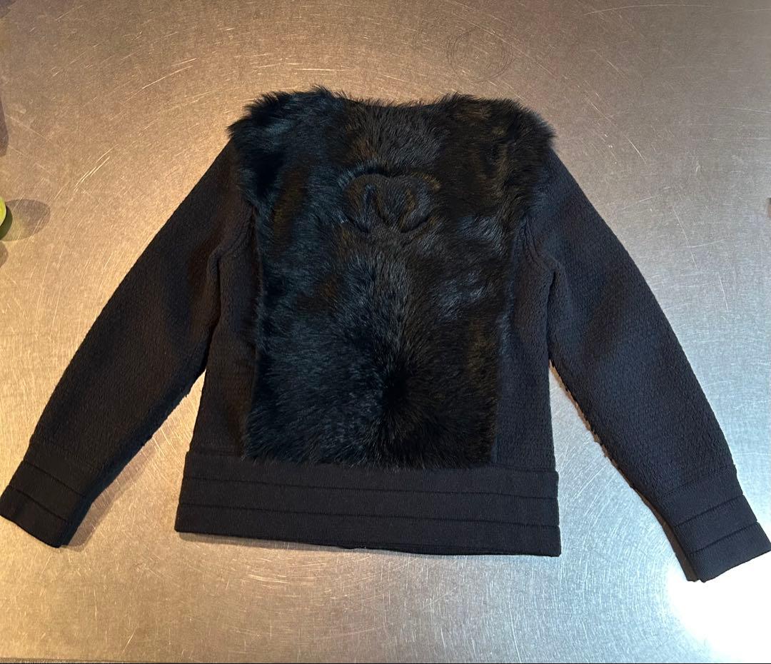 CHANELシャネル ブルゾン　リバーシブル　ラムスキンニット　ネイビー　34