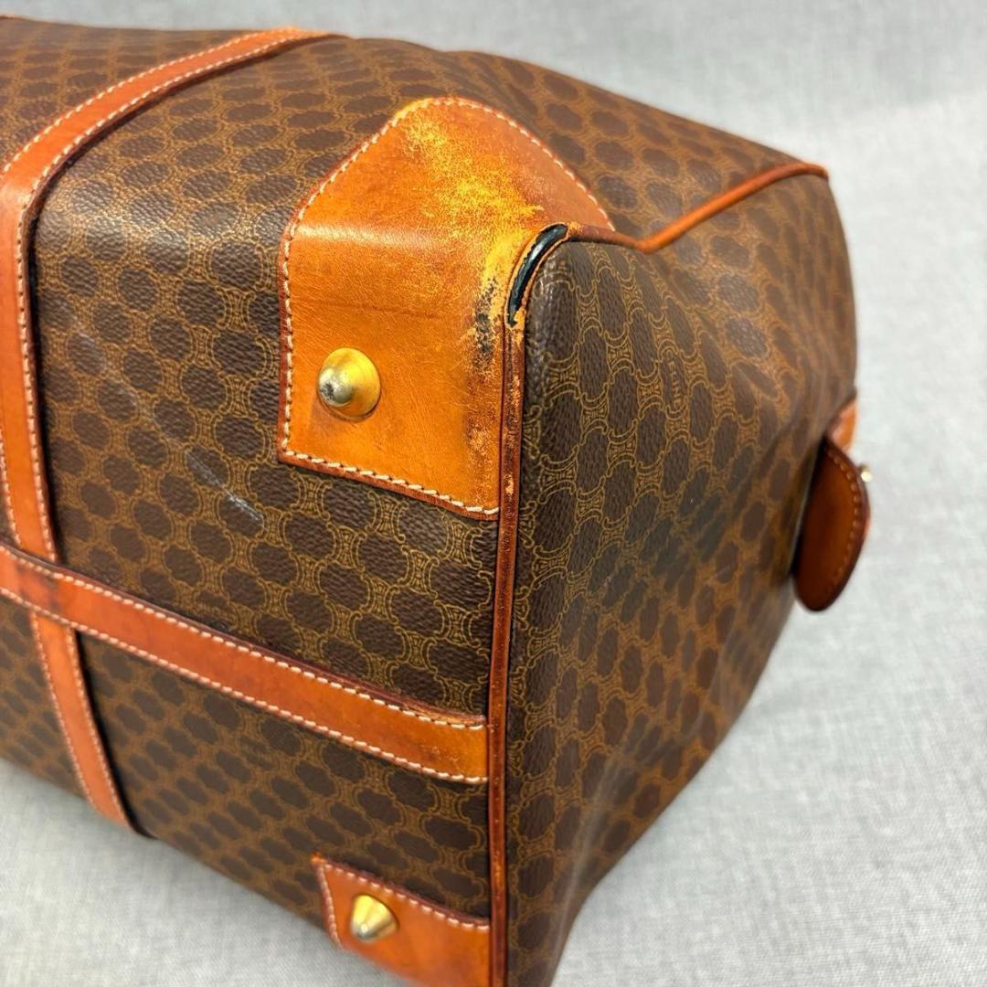 CELINE セリーヌ マカダム柄 ボストンバッグ PVC ブラウン レザー