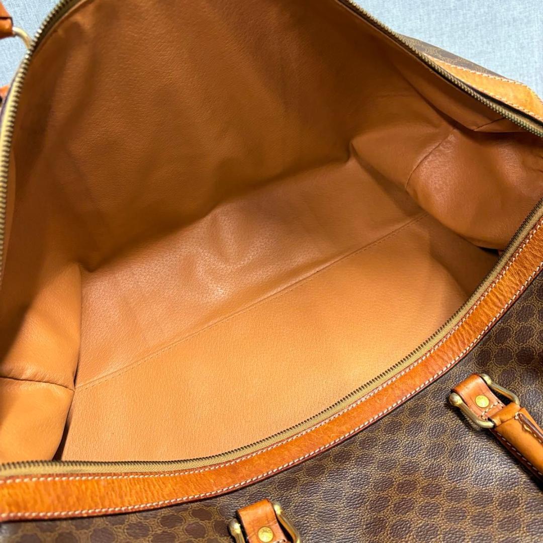 CELINE セリーヌ マカダム柄 ボストンバッグ PVC ブラウン レザー